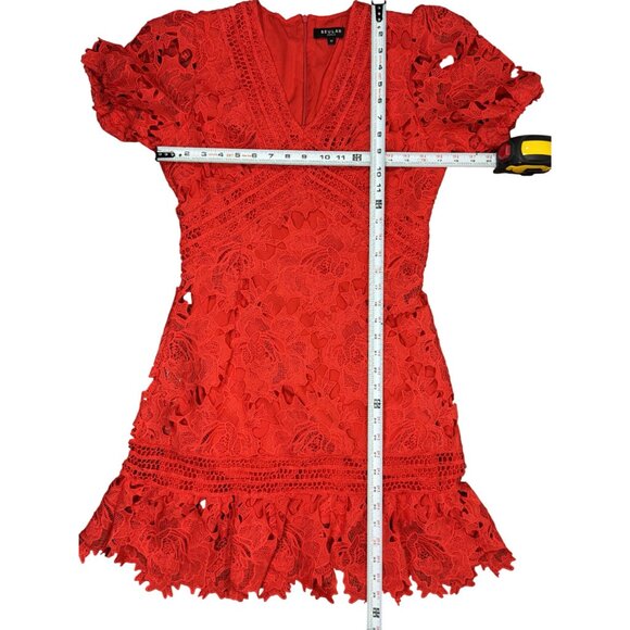 NEW BEULAH STYLE Size M Womens Red Lace Mini Dress Boho Peasant Beach Summer - Picture 15 of 16